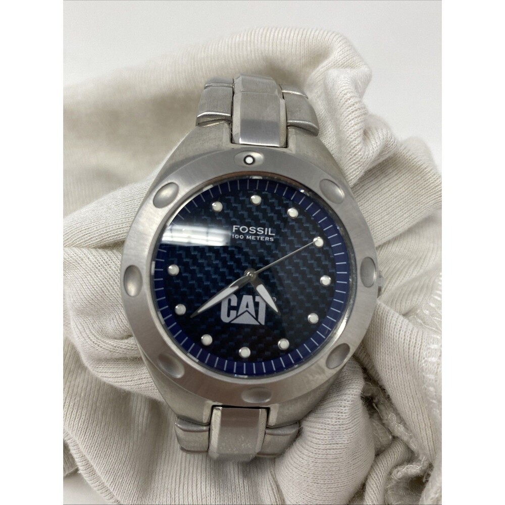 Rare Fossil CAT Caterpillar Promo Watch PR-5008 100M Quartz Stainless Steel